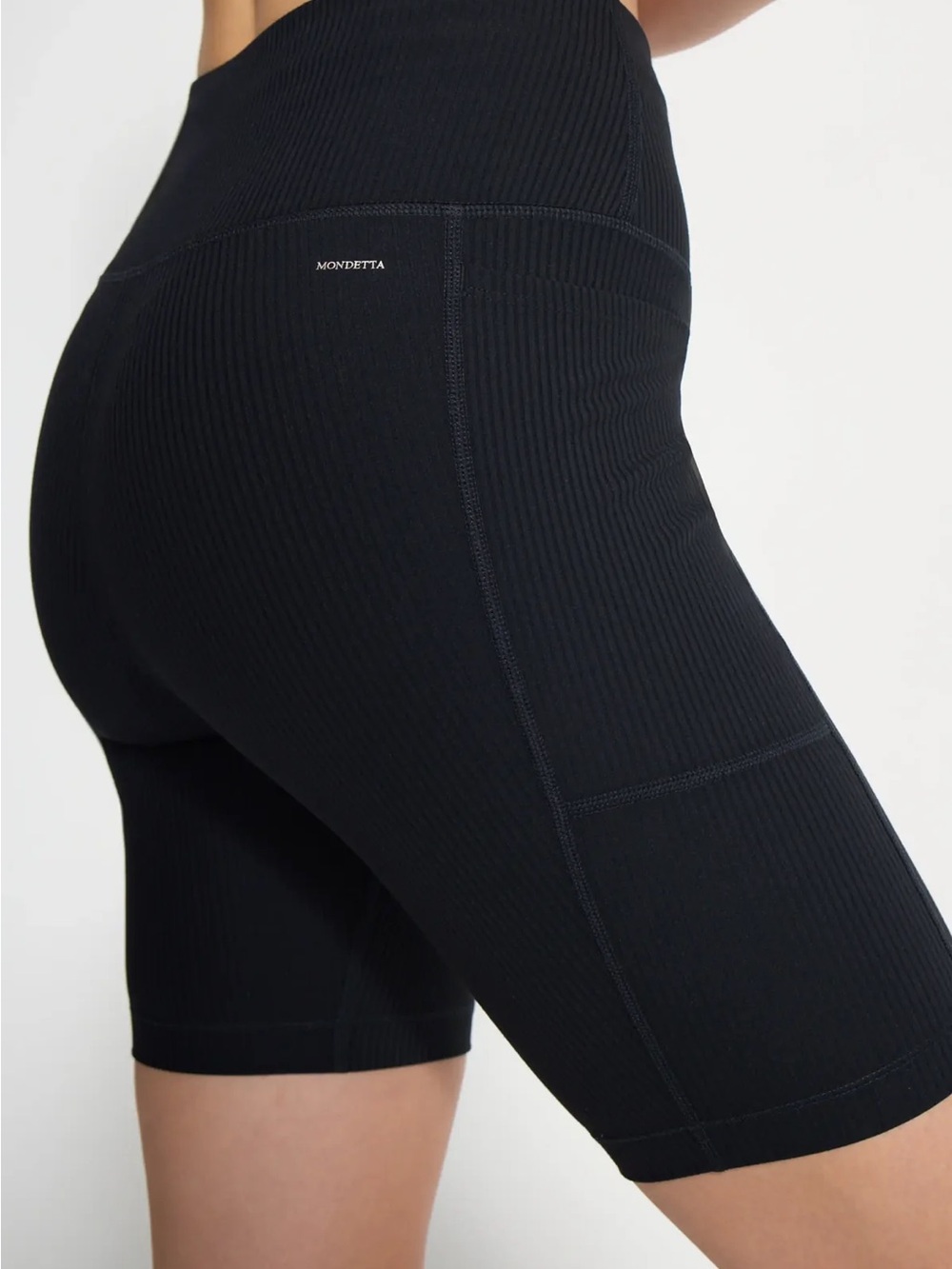 Mondetta Black High-Waist Ribbed Biker Shorts
